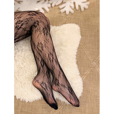 Collant Fantaisie Effet Dentelle noir chic femme | Marina & Paloma