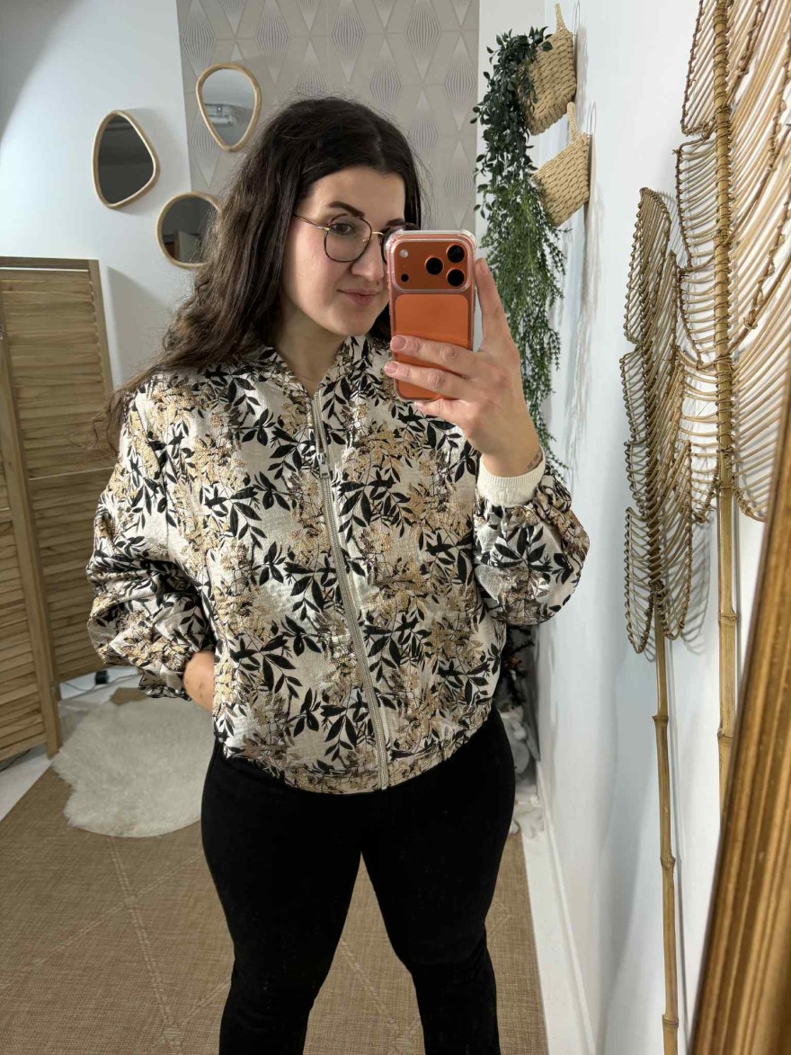 Bombers beige motif doré et noir Kilky | Marina & Paloma