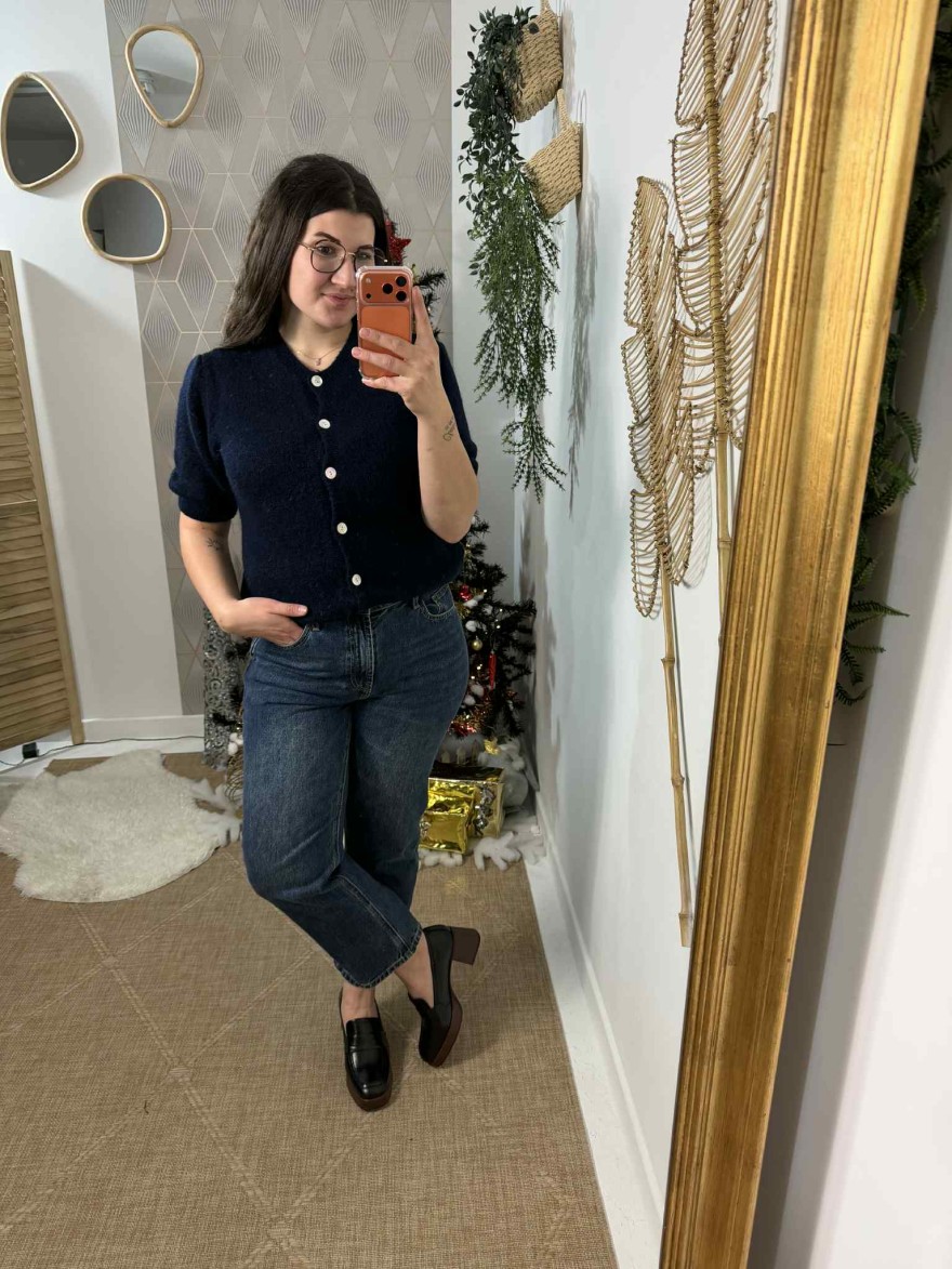 Jean Oraije Coupe Mom femme bleu denim | Marina & Paloma