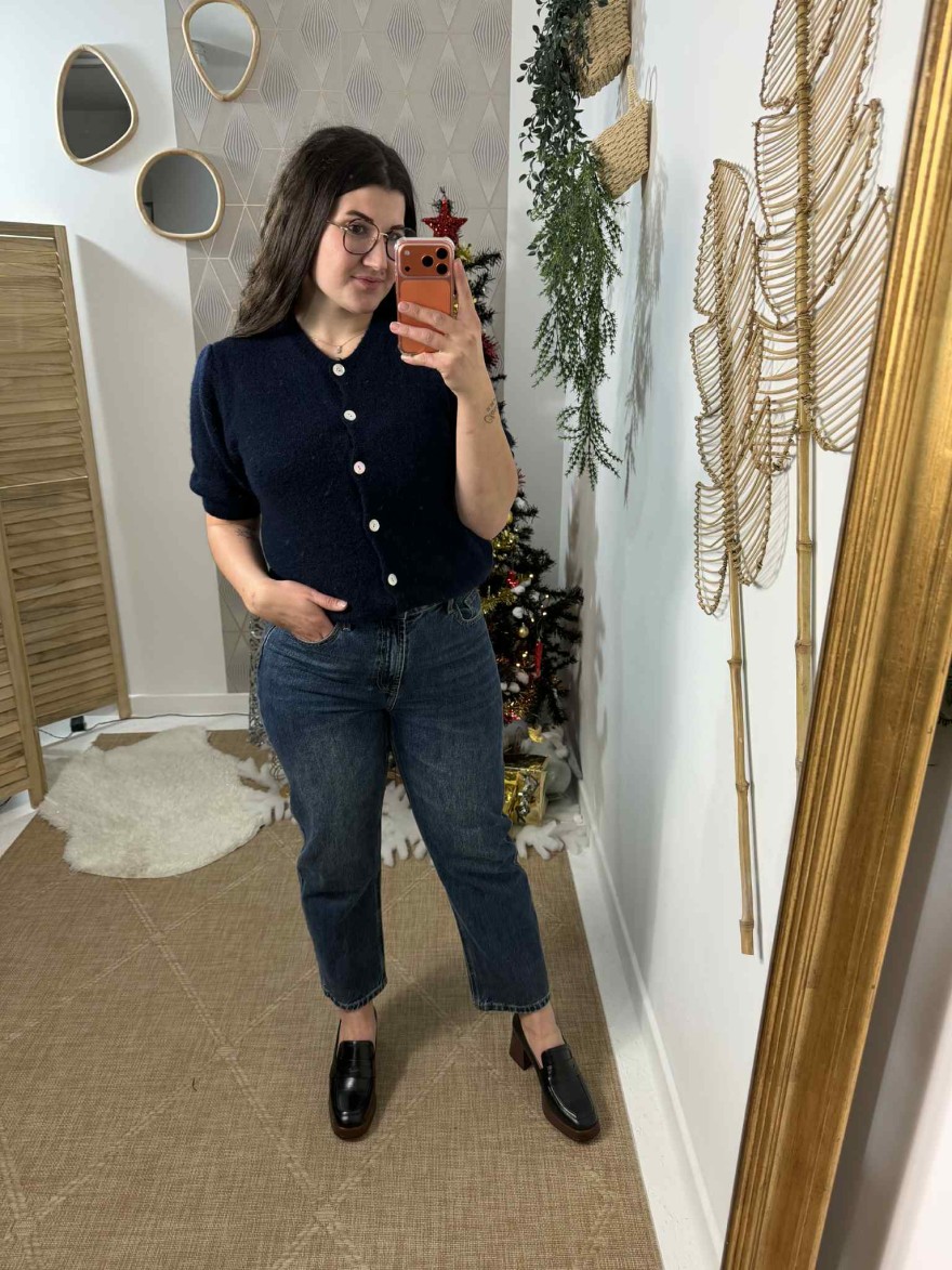 Jean Oraije Coupe Mom femme bleu denim | Marina & Paloma
