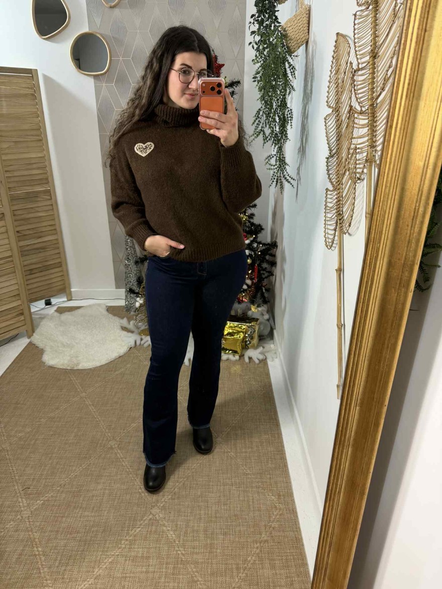 Pull maille épaisse col roulé chocolat | Marina & Paloma
