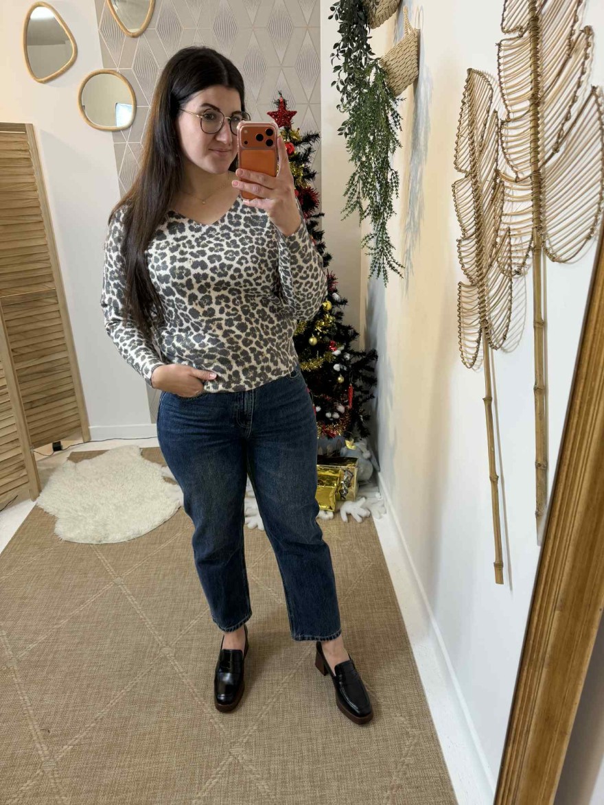 Pull léopard Maelle en maille fine | Marina & Paloma