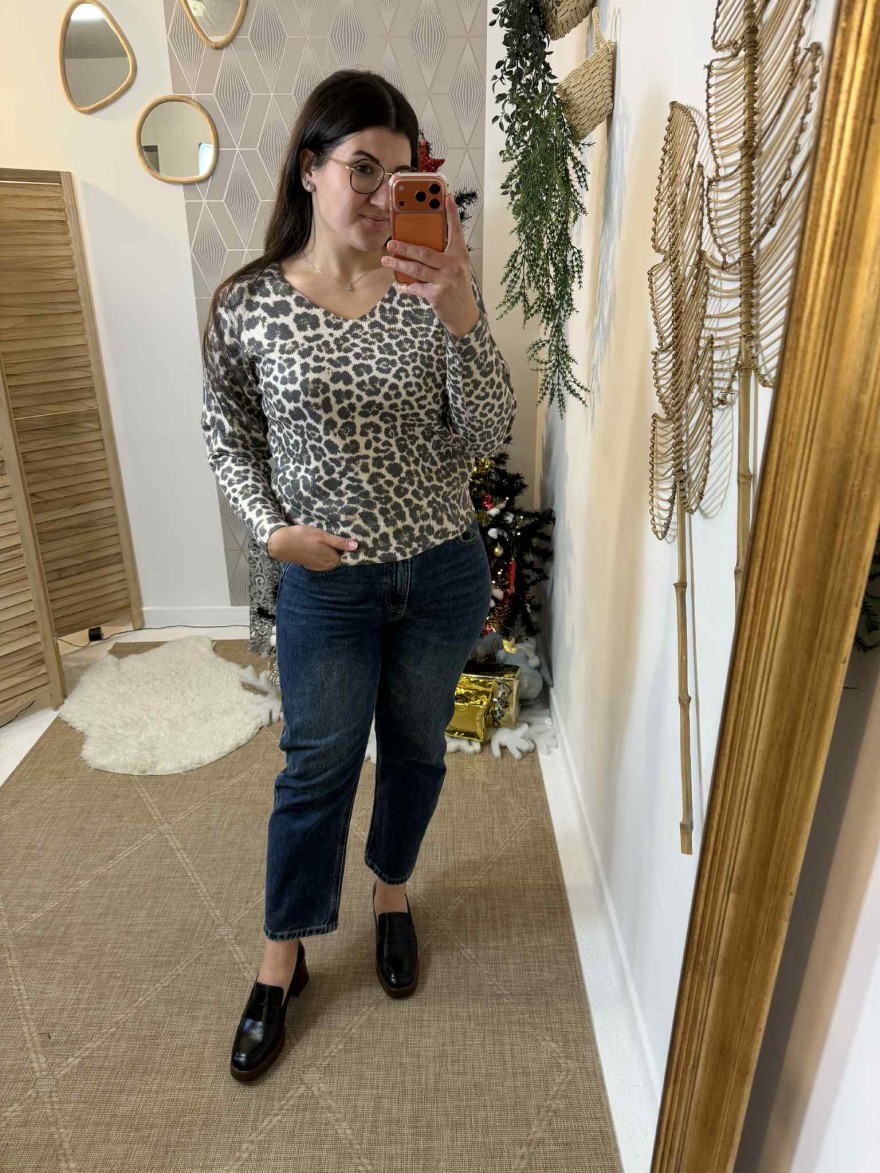 Pull léopard Maelle en maille fine | Marina & Paloma