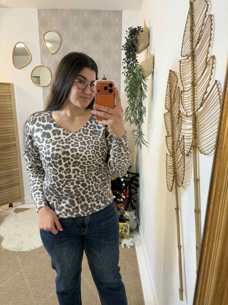 Pull léopard Maelle en maille fine | Marina & Paloma