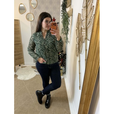 Chemise fluide imprimée kaki casual chic femme | Marina & Paloma