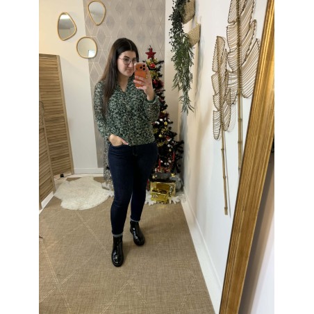 Chemise fluide imprimée kaki casual chic femme | Marina & Paloma