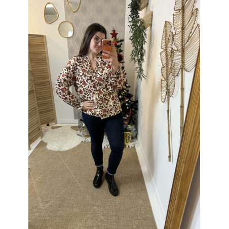 Chemise fluide imprimée écru floral femme | Marina & Paloma
