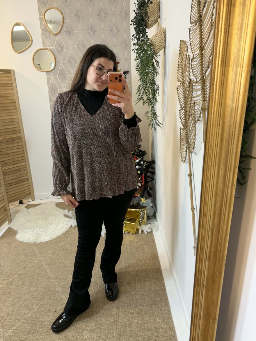 Blouse grande taille léopard marron Lilie Plus | Marina & Paloma