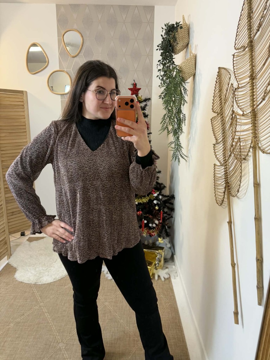 Blouse grande taille léopard marron Lilie Plus | Marina & Paloma
