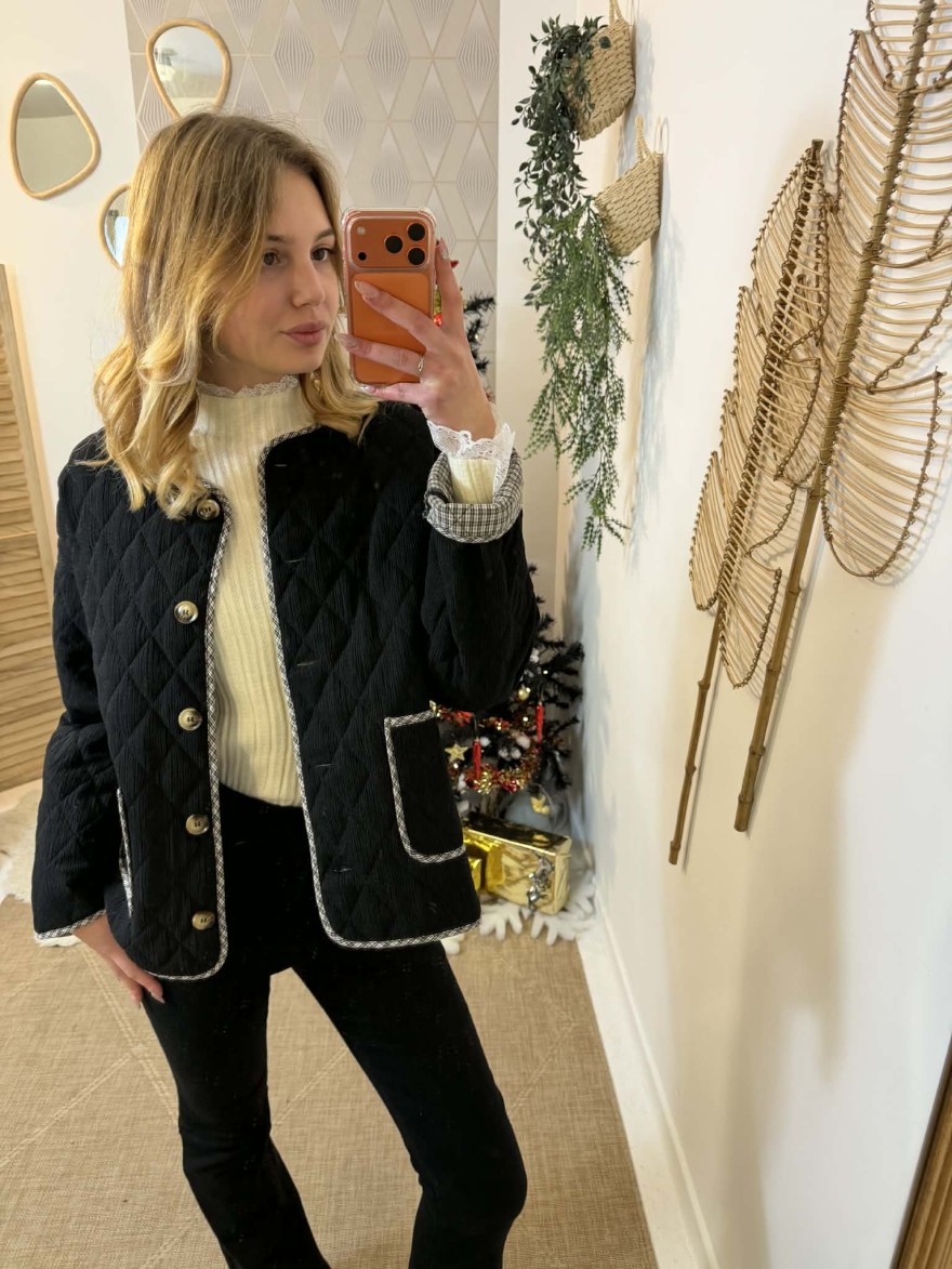 Veste noire courte à boutons Kilky | Marina & Paloma