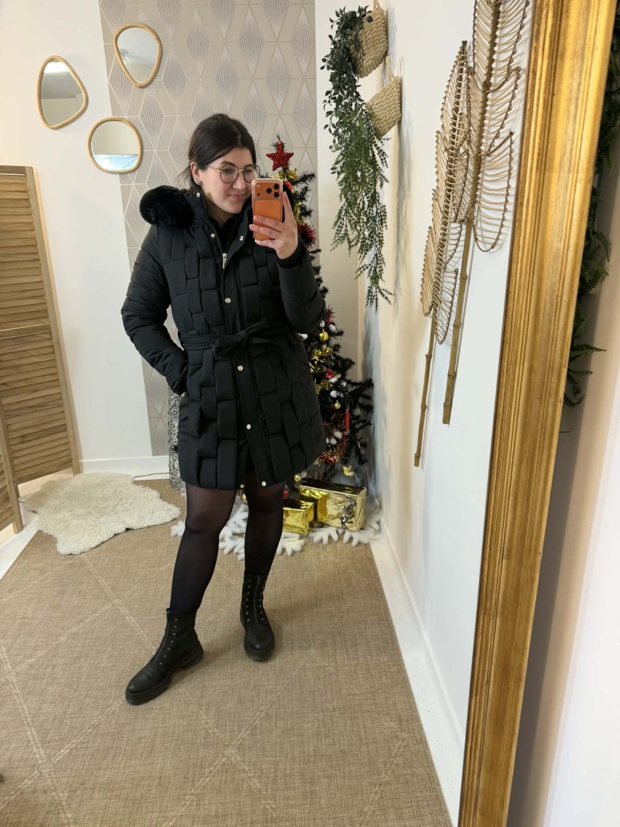 Doudoune longue ceinturée noire femme | Marina & Paloma