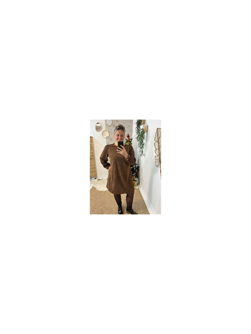 Robe Velours Maelle marron côtelé rétro chic | Marina & Paloma