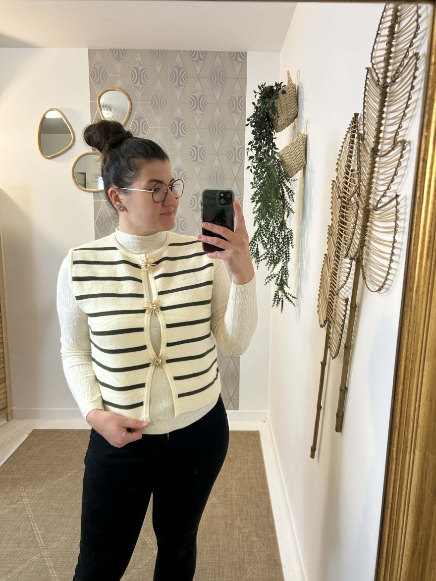 Pull Sans Manche Marinière Kilky Élégant Femme | Marina & Paloma