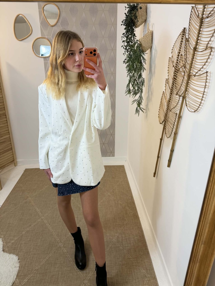 Blazer Strass Kilky élégant écru chic | Marina & Paloma