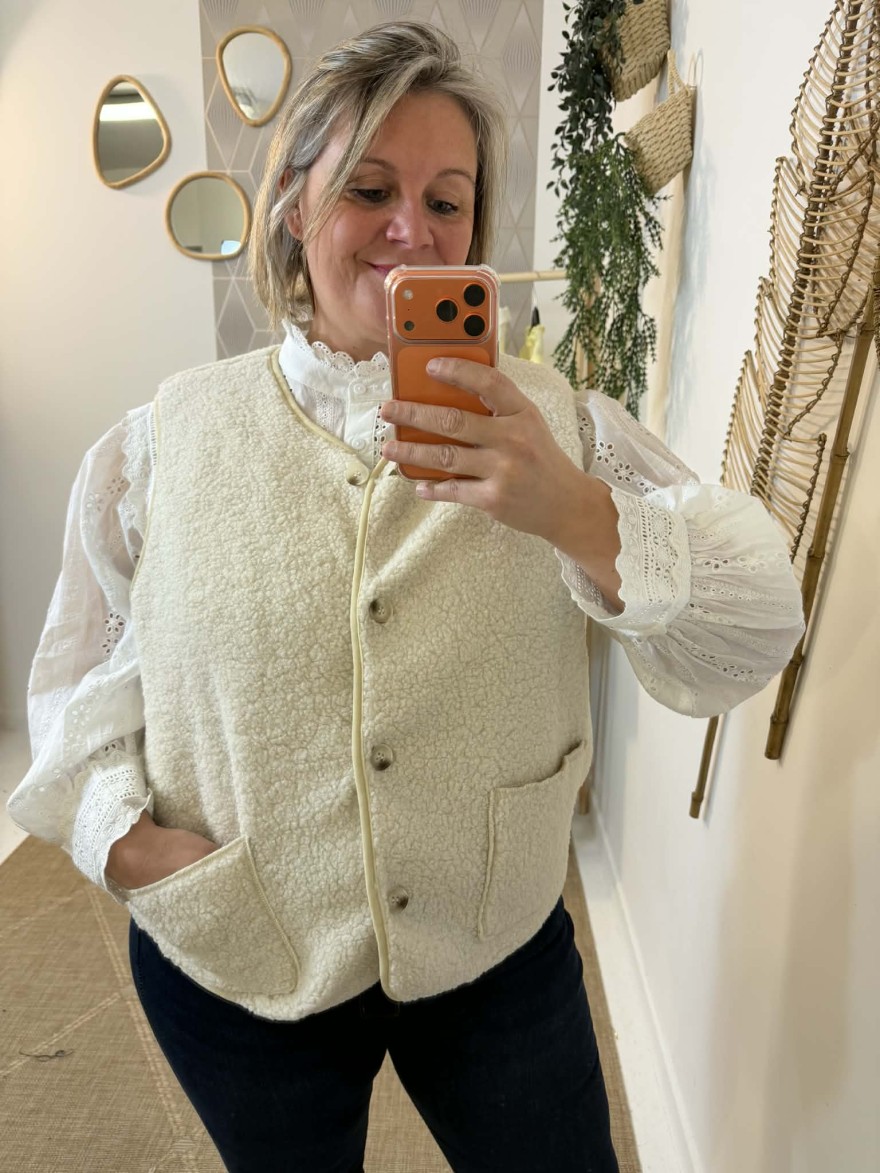 Gilet sans manches en maille texturée esprit cocooning | Marina & Paloma