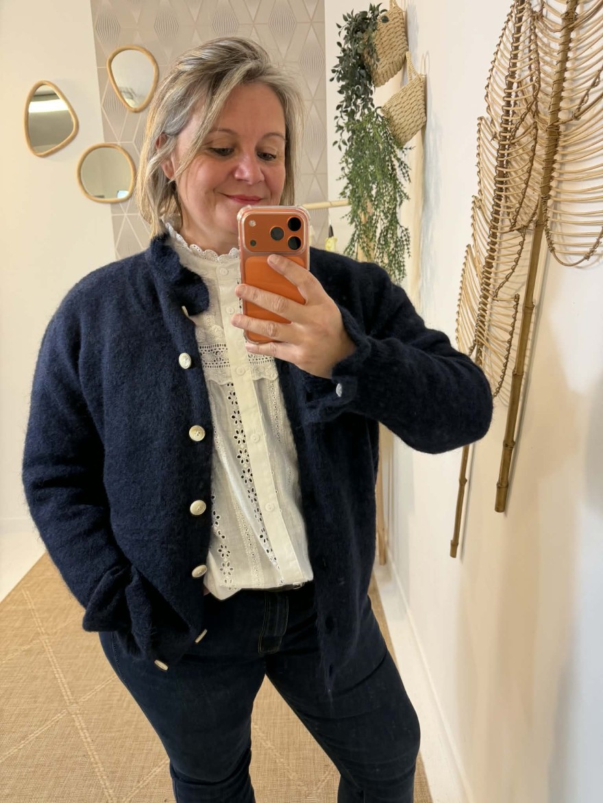 Gilet In April 86 Curvy Bleu Marine 44/46 | Marina & Paloma