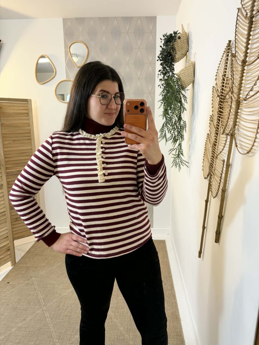 Marinière Henley bordeaux Mylee femme | Marina & Paloma