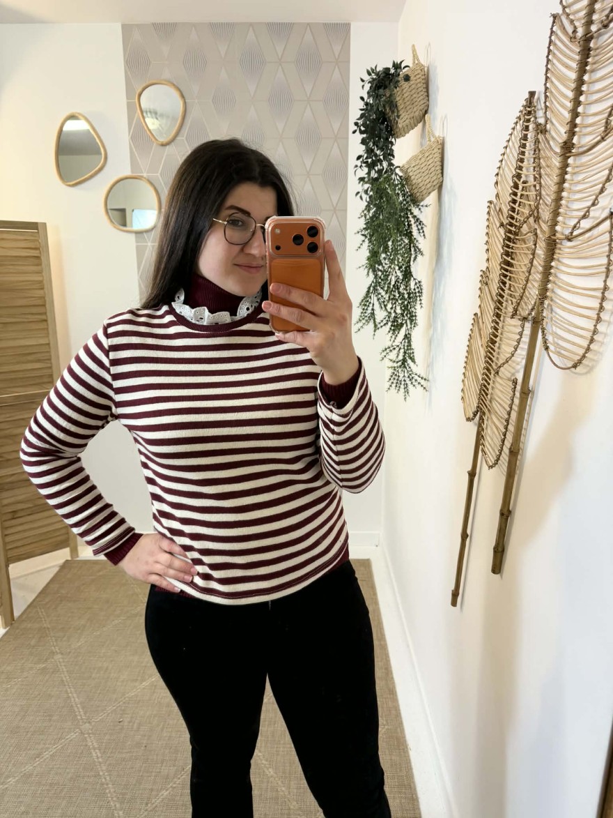 Marinière Col Broderie Bordeaux Mylee | Marina & Paloma