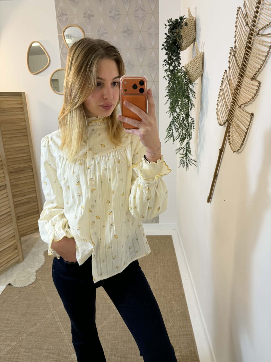 Chemise Emma et Ella écru imprimé floral | Marina & Paloma