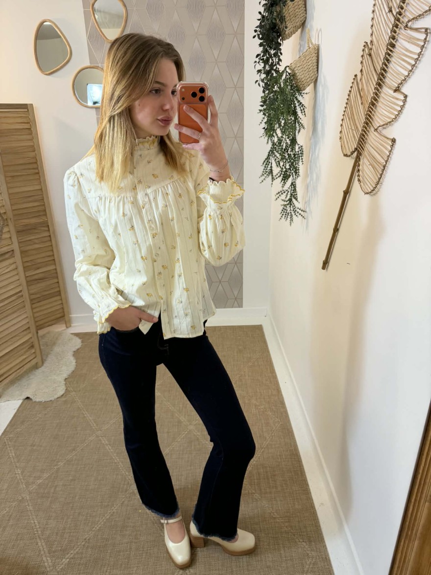 Chemise Emma et Ella écru imprimé floral | Marina & Paloma