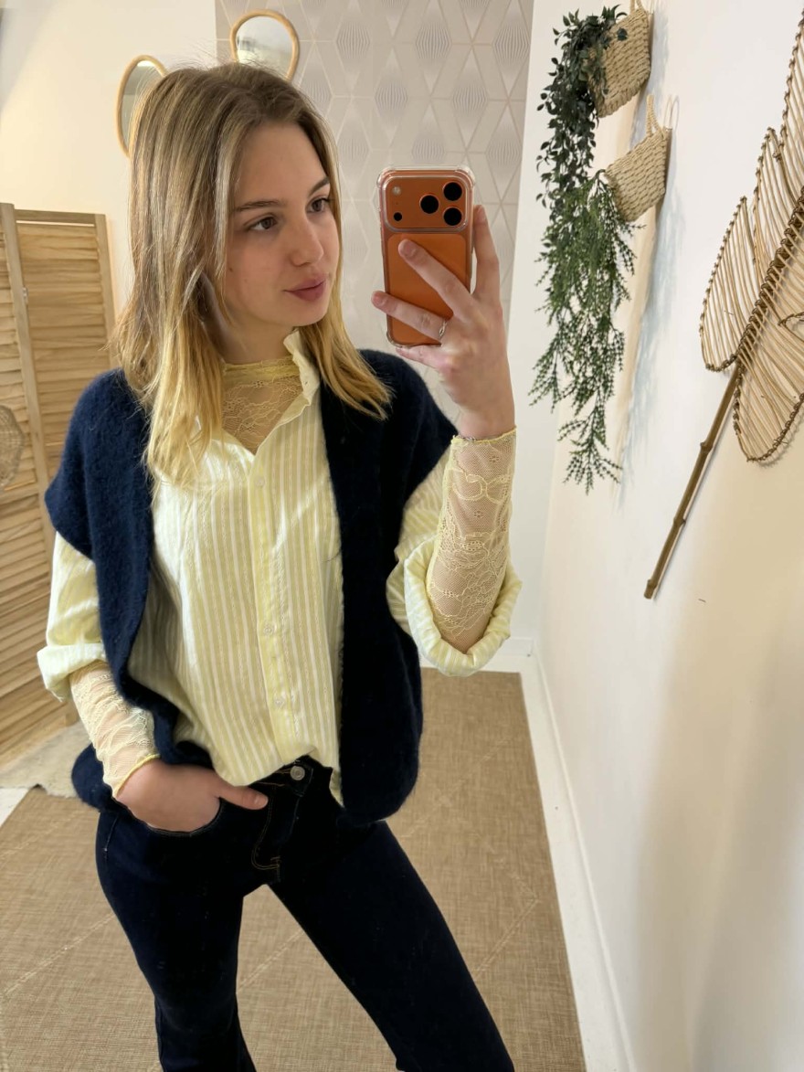 Gilet sans manche alpaga bleu marine | Marina & Paloma