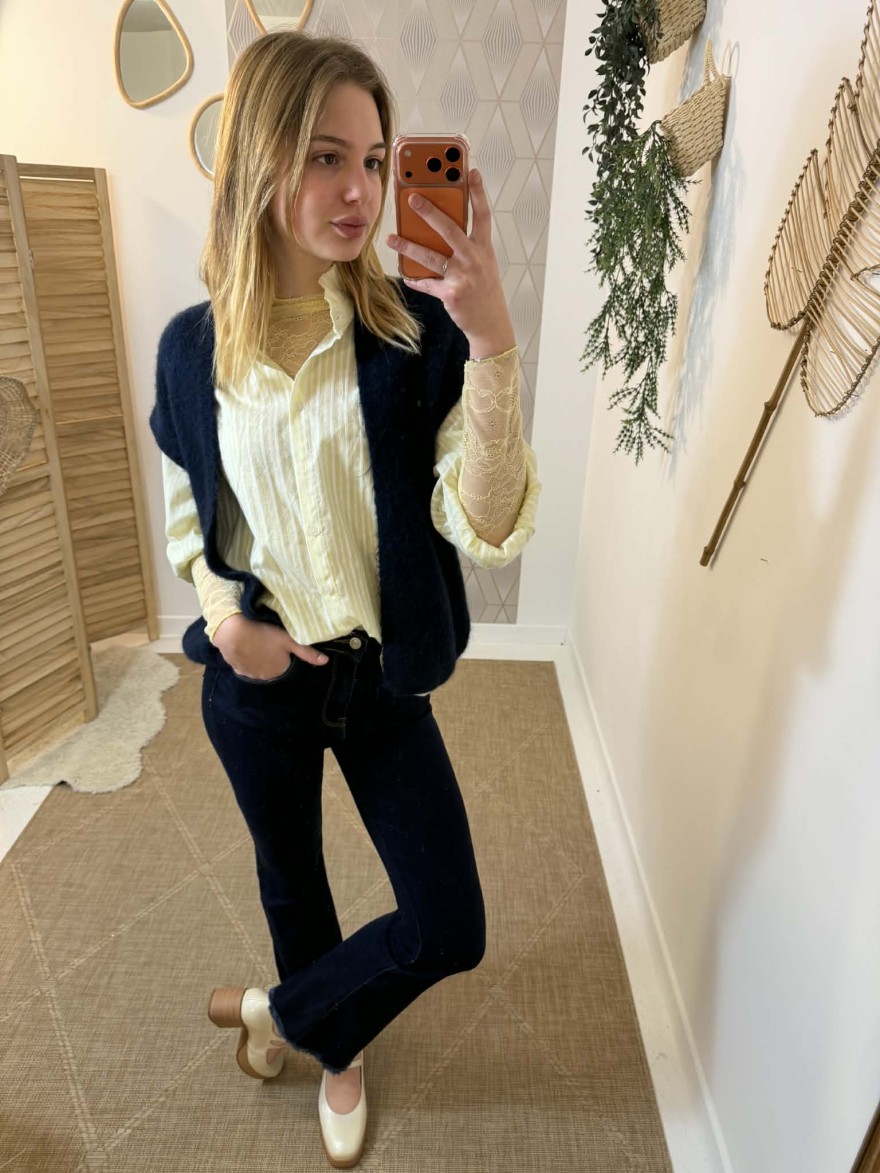 Gilet sans manche alpaga bleu marine | Marina & Paloma