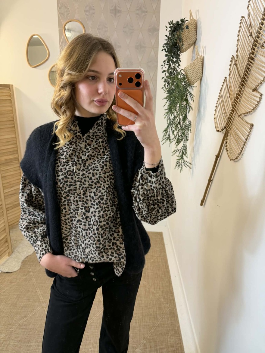 Gilet sans manches noir col V maille douce | Marina & Paloma