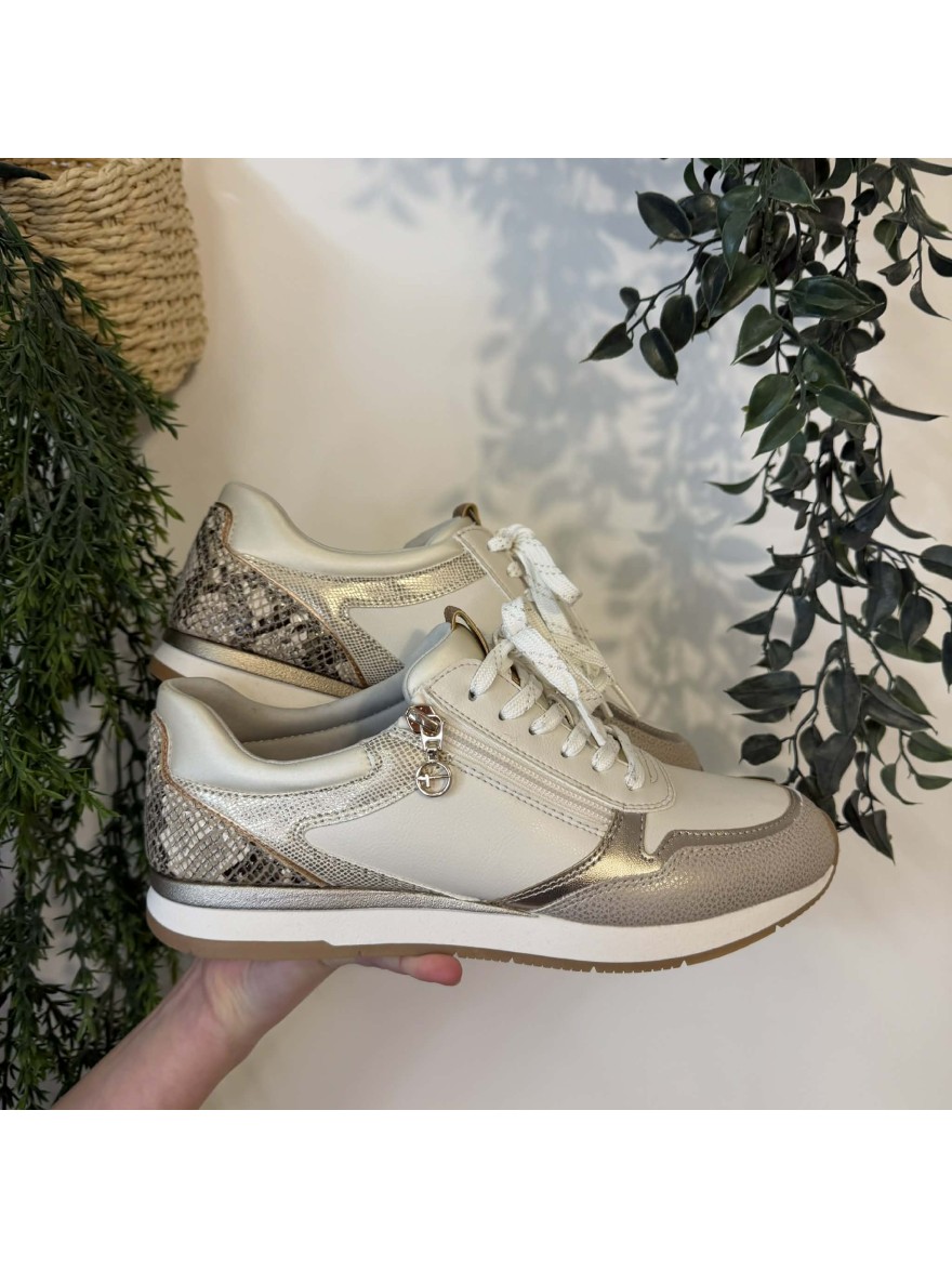 Basket femme blanche chic et confortable avec zip | Marina & Paloma