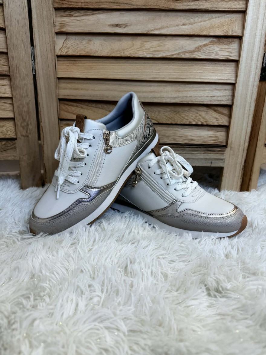 Basket femme blanche chic et confortable avec zip | Marina & Paloma