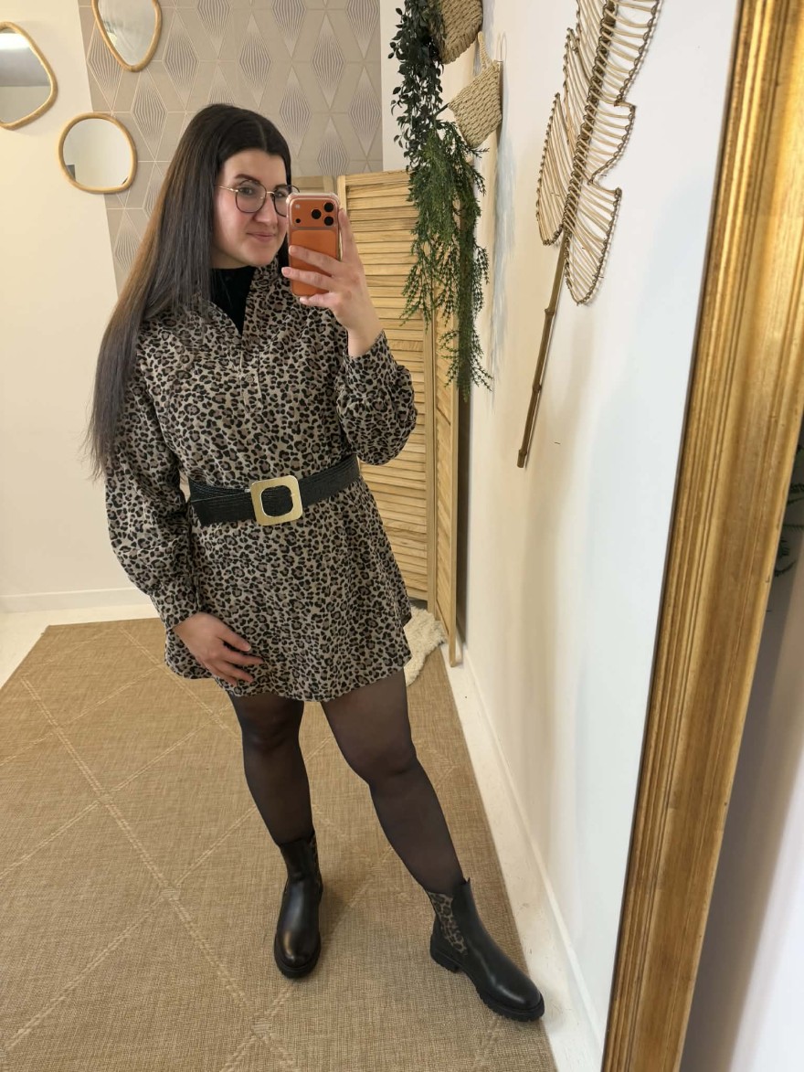 Robe léopard velours côtelé femme chic et tendance | Marina & Paloma