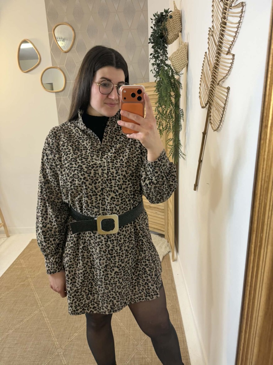 Robe léopard velours côtelé femme chic et tendance | Marina & Paloma