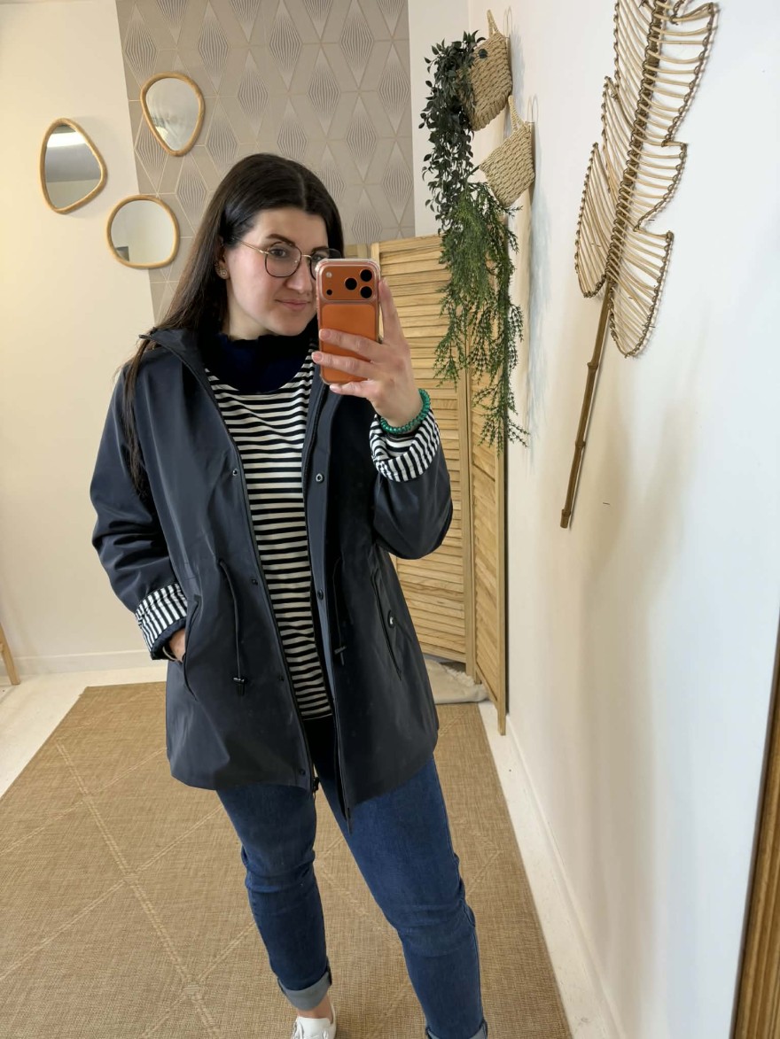 Imperméable Saturne grande taille bleu marine chic | Marina & Paloma