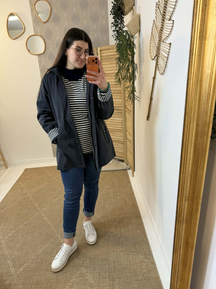 Imperméable Saturne grande taille bleu marine chic | Marina & Paloma