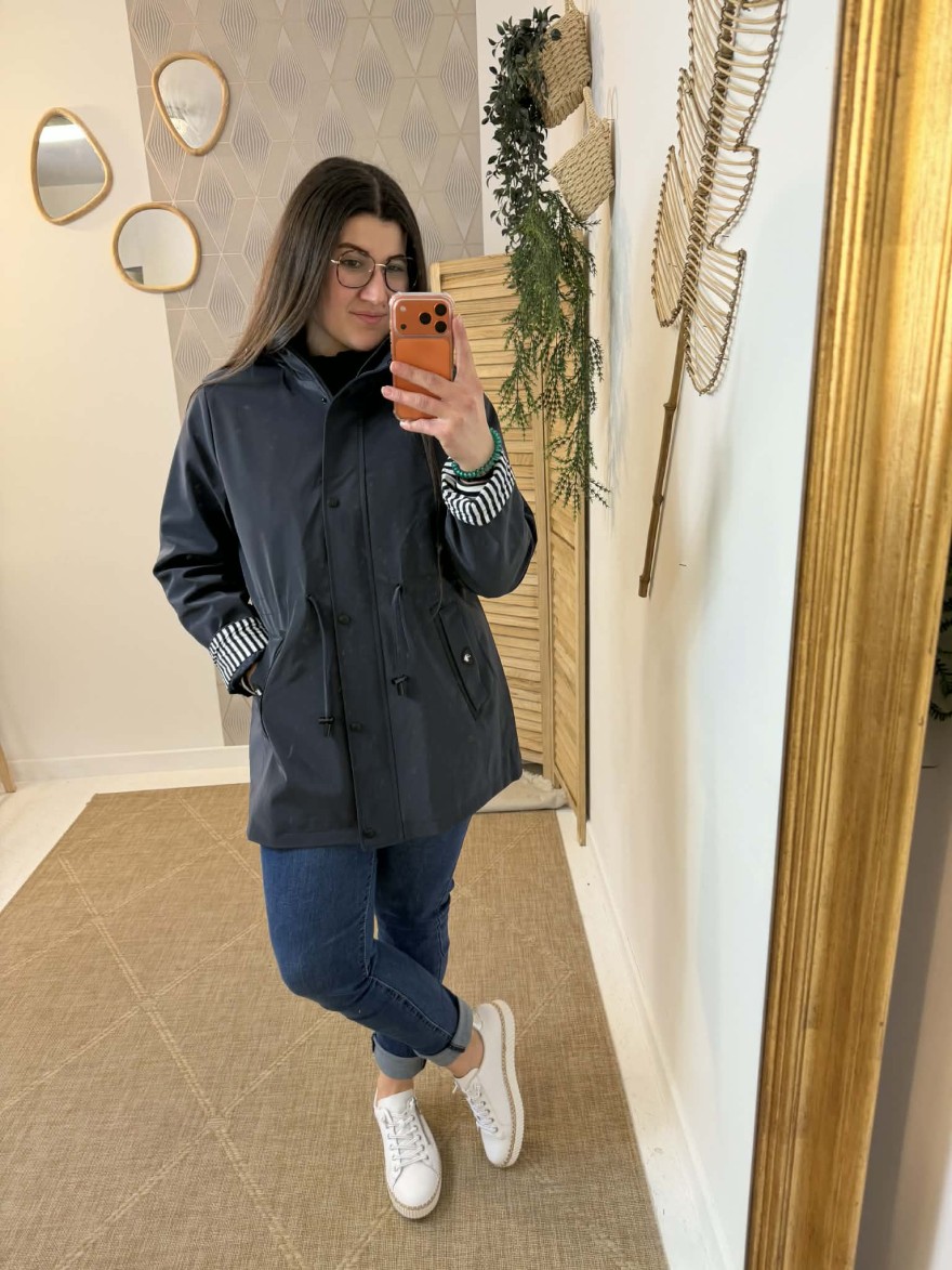 Imperméable Saturne grande taille bleu marine chic | Marina & Paloma