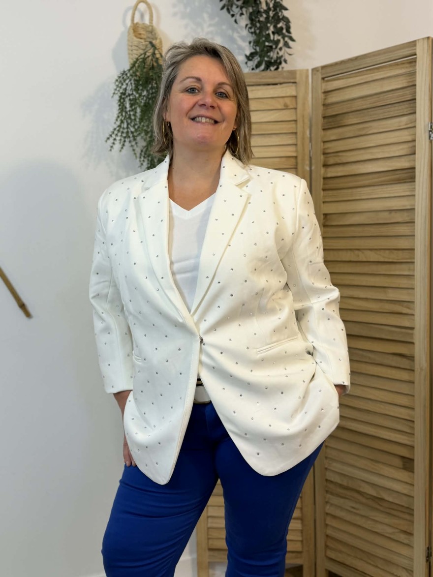Blazer Strass Kilky élégant écru chic | Marina & Paloma