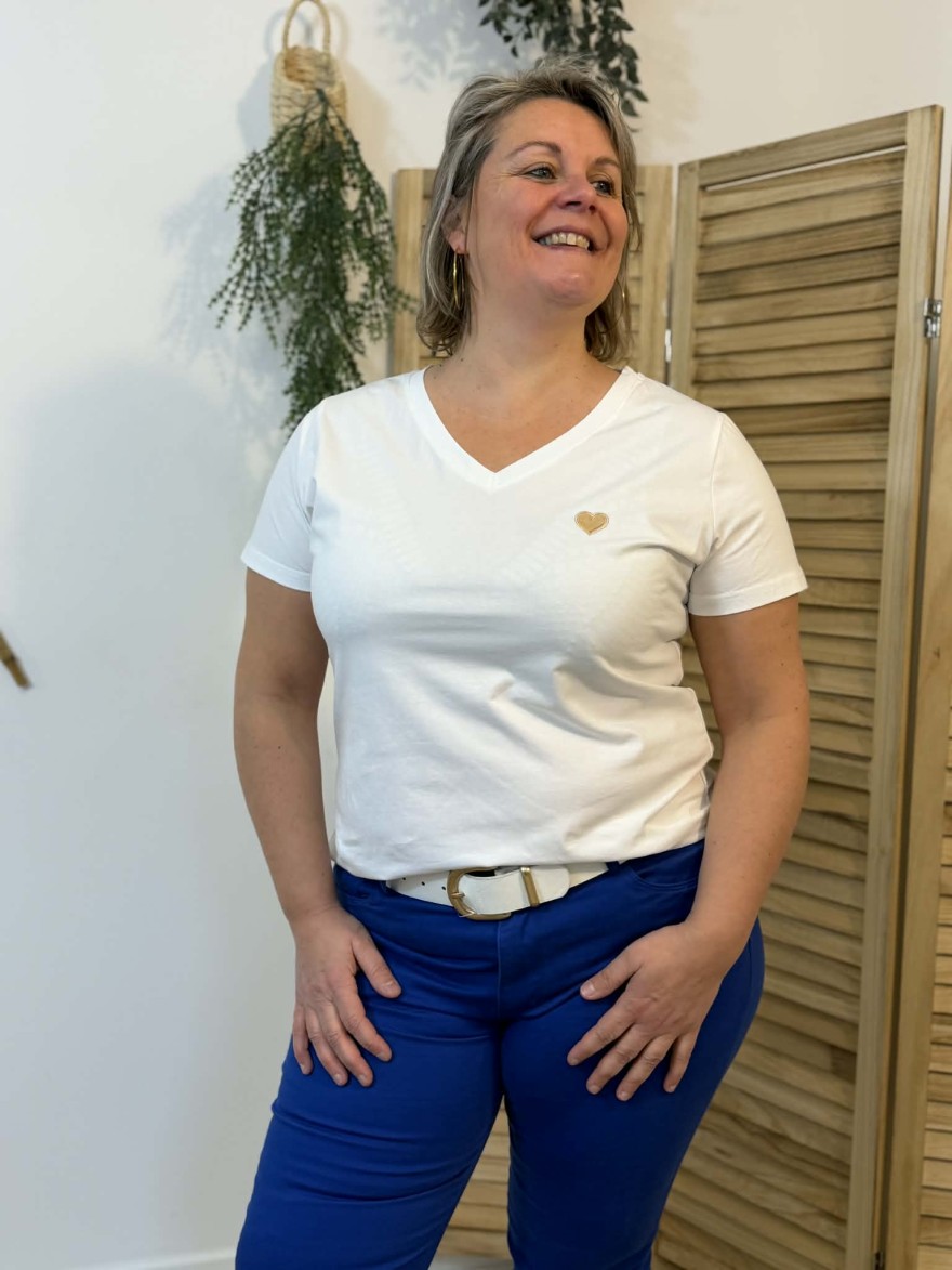 Tee-shirt cœur curvy blanc femme confortable | Marina & Paloma