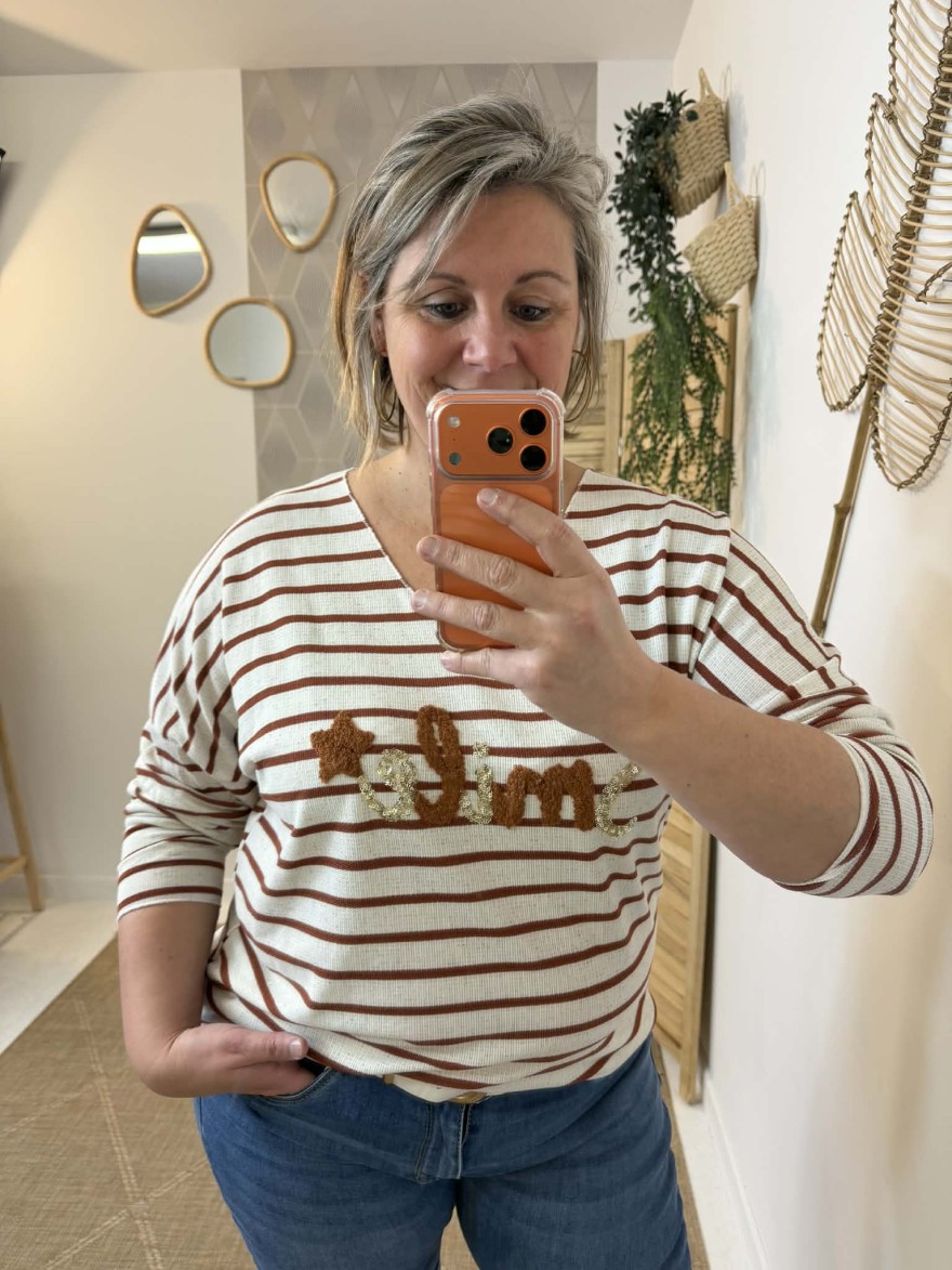 Haut marinière Smile curvy camel chic | Marina & Paloma