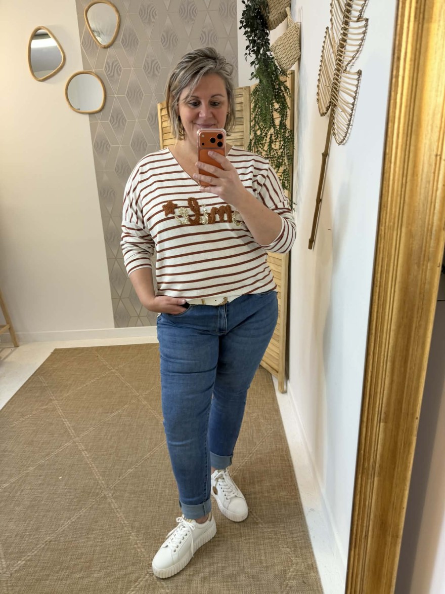 Haut marinière Smile curvy camel chic | Marina & Paloma