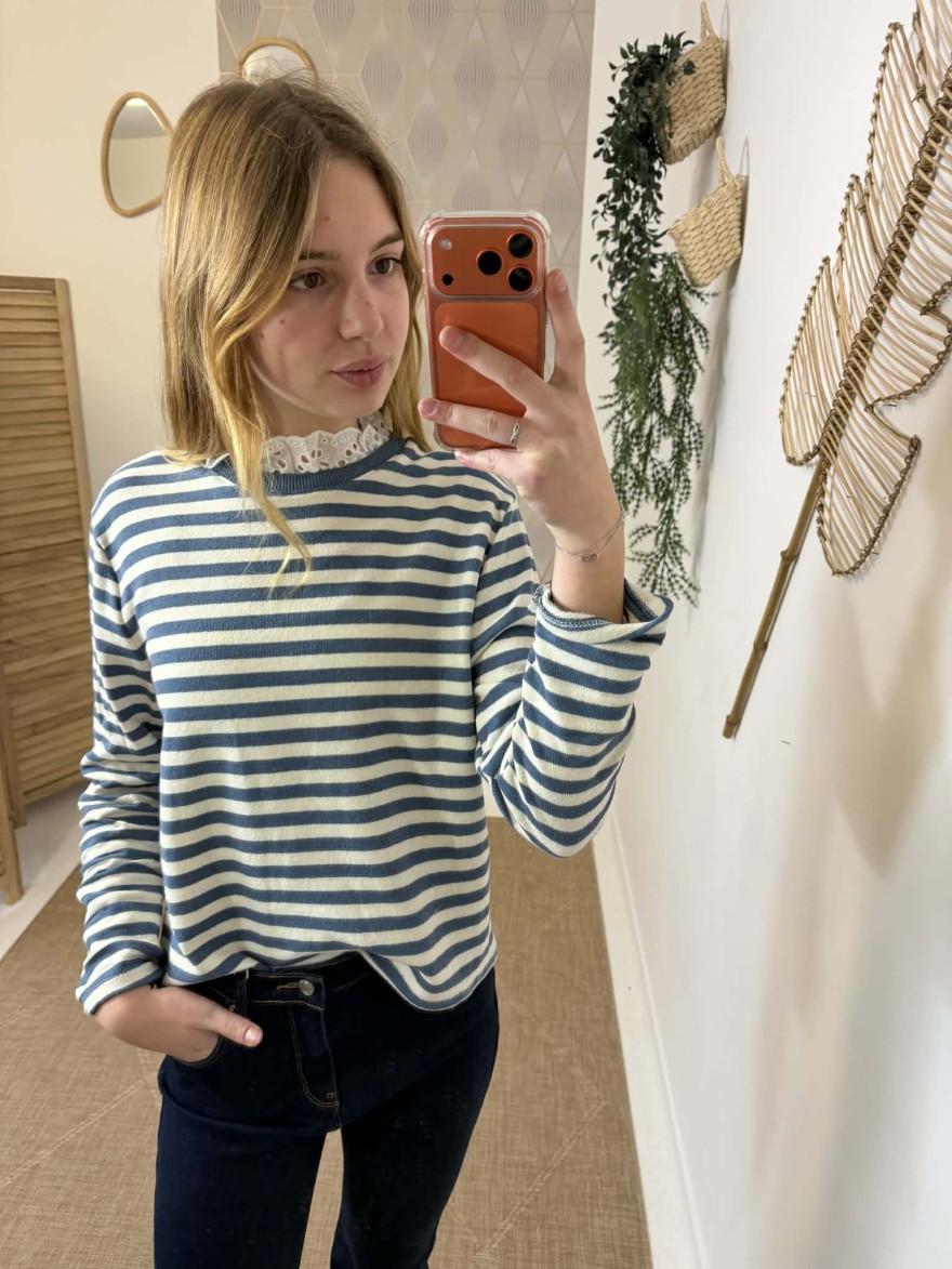 Haut marinière bleu doux femme chic et élégant | Marina & Paloma