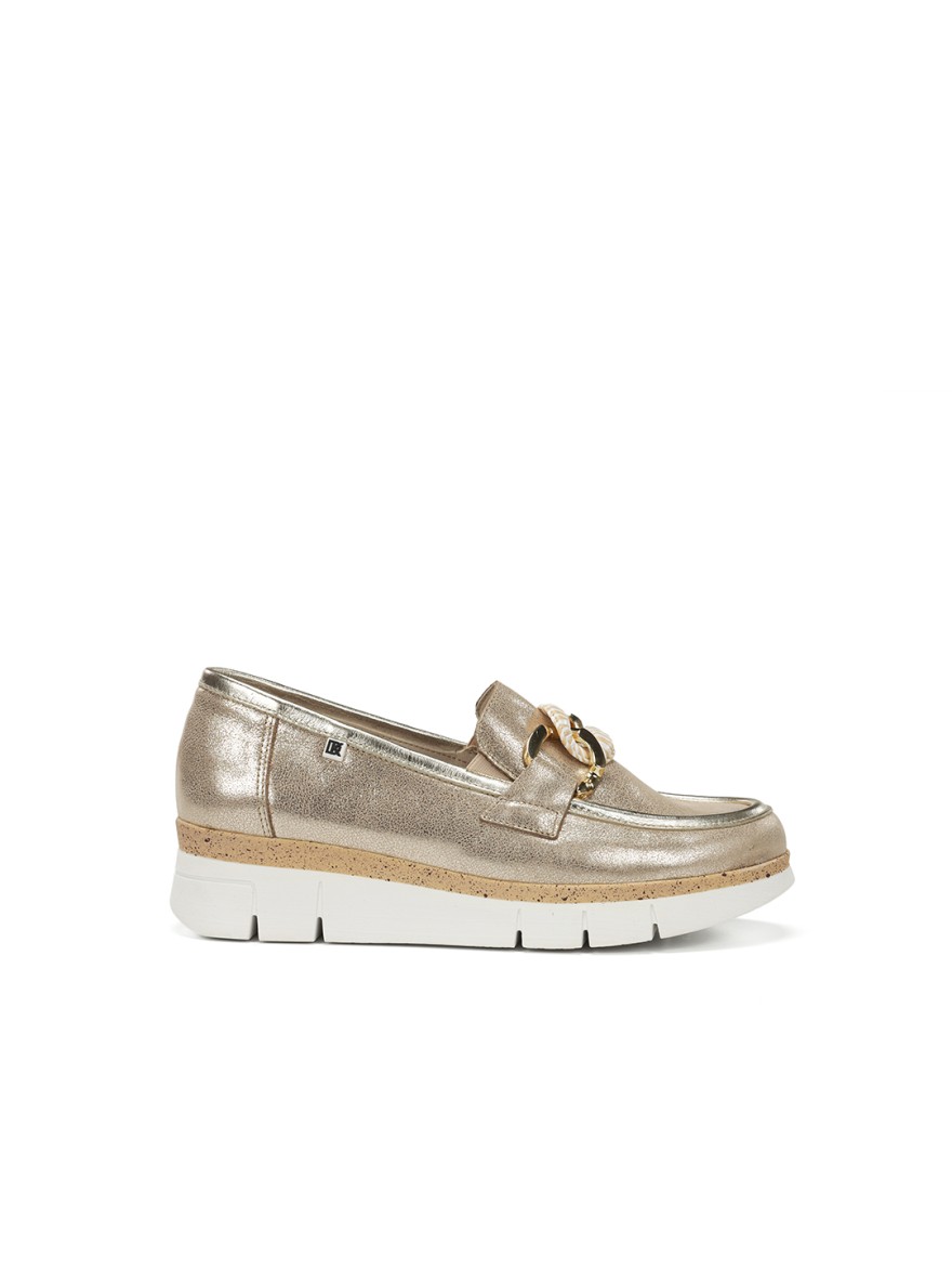 Mocassin Femme Doré Chaîne Décorative | Marina & Paloma