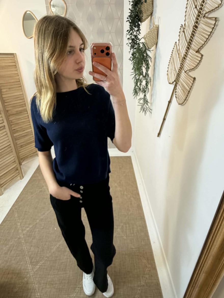 Pull Manches Courtes Mylee Bleu Marine | Marina & Paloma