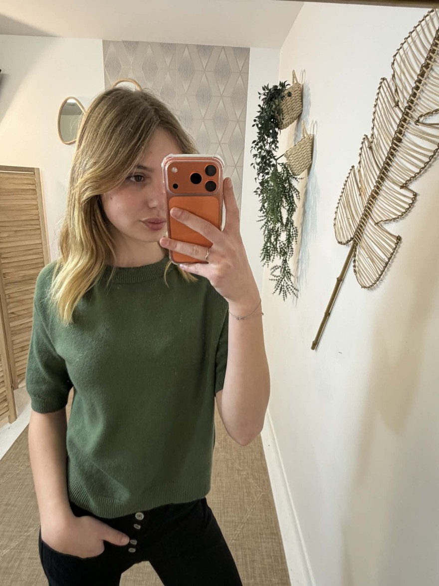 Pull Manches Courtes Mylee Vert Kaki | Marina & Paloma