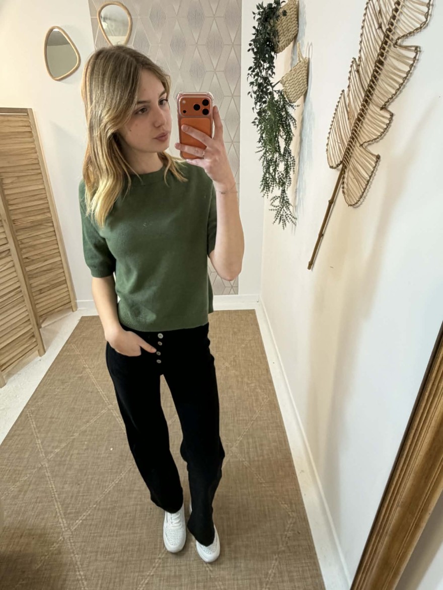 Pull Manches Courtes Mylee Vert Kaki | Marina & Paloma