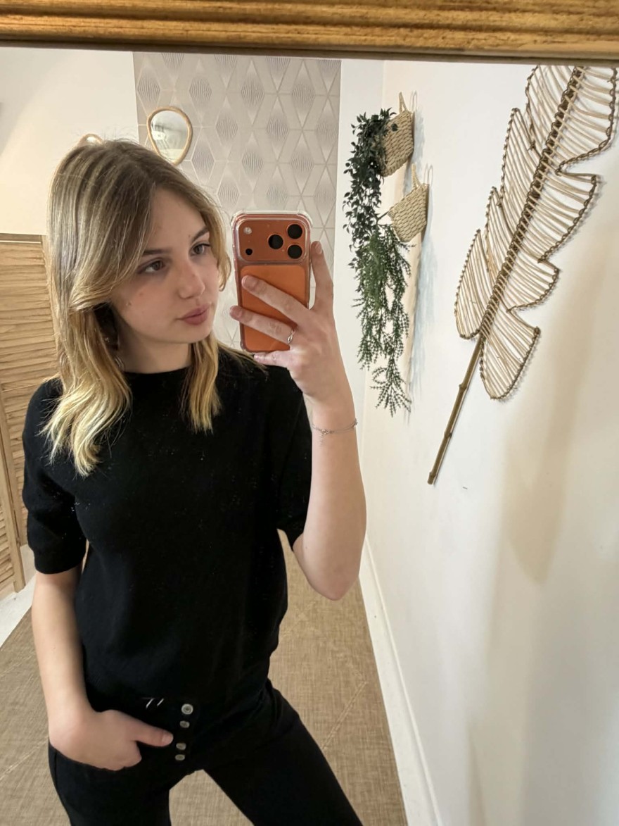 Pull Manches Courtes Mylee Noir | Marina & Paloma