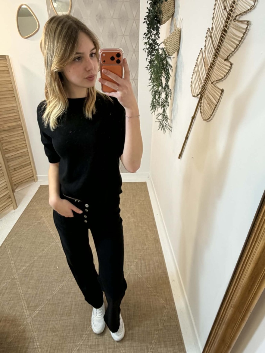 Pull Manches Courtes Mylee Noir | Marina & Paloma
