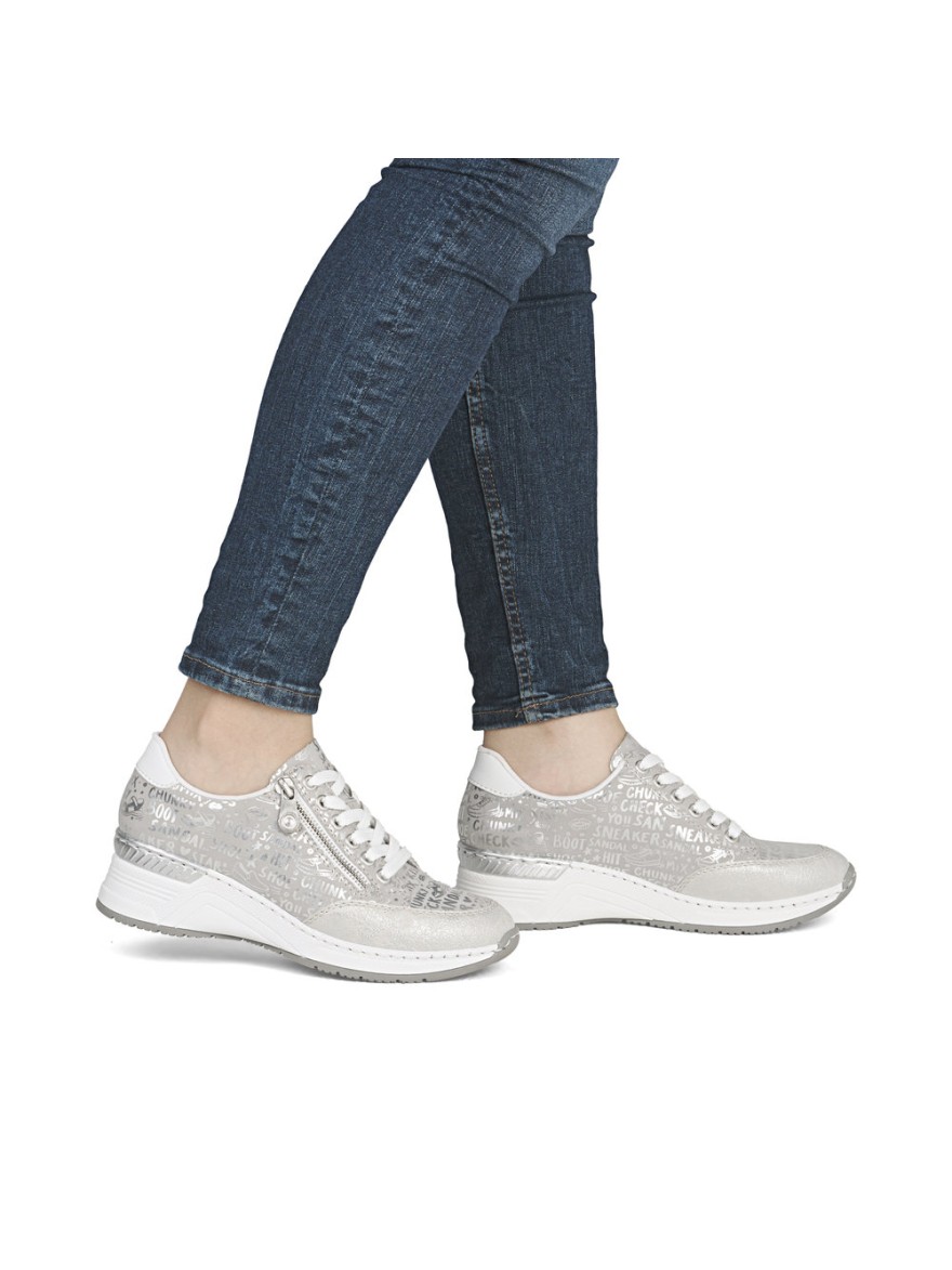 Basket Compensée Rieker N4316-90 Argent | Marina & Paloma