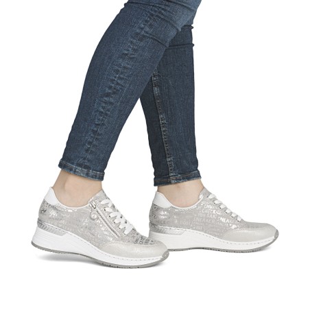 Basket Compensée Rieker N4316-90 Argent | Marina & Paloma