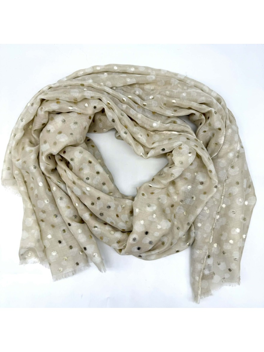 Foulard à Pois Dorés Beige – Chic et Léger | Marina & Paloma