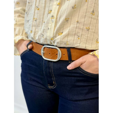 Ceinture Femme Boucle Ovale Camel – Élégante | Marina & Paloma