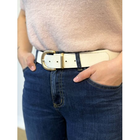 Ceinture Femme Boucle Dorée Écru – Chic | Marina & Paloma